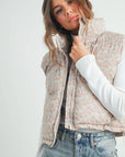 High Neck Floral Puffer Vest