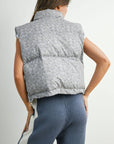 High Neck Floral Puffer Vest