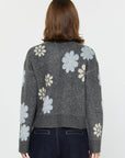 Floral Motif Crew Neck Sweater