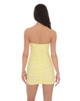 Strapless Ruched Bodycon Dress in Yellow