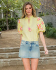 Fiona Pink Flower Embroidered Top
