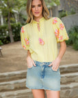 Fiona Pink Flower Embroidered Top