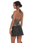 Mesh Halter Top in Cheetah Print