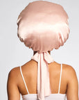 Adjustable Oversized Satin Bonnet- Blush