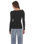 Twist Off Shoulder Jumper in Black