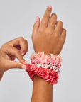 Ruched Satin Scrunchies 5pc Set - Assorted Cherry Blossom