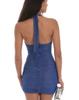 Lucy in the Sky Shimmer Ruched Dress in Navy