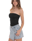 Lucy in the Sky Overlap Button Denim Skirt