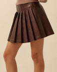 Mona Pleated Leather Skirt