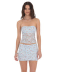 Lucy in The Sky Floral Lace Bodycon Two Piece Set in Blue