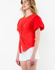 Polly Puff Sleeve Twist Front Top