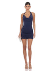 Lucy in the Sky Embellished Cowl Neck Dress in Navy