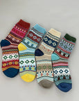Retro Geometric Knit Crew Socks Winter Warm Ethnic Socks