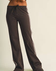 Side Stripe Low Waist Straight Leg Pants