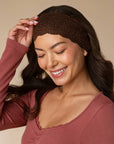 Wide Lace Elastic Headbands 2pc Set - Mocha & Chocolate
