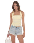 Lucy in the Sky Low Rise Slit Denim Shorts in Light Blue