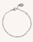 Silver Felix White Bead Bracelet