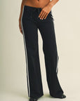Side Stripe Low Waist Straight Leg Pants