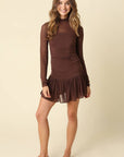 Nia Ruched Drop Waist Mesh Dress