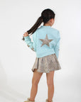 Velvet Animal Print Stars Bomber Jacket -TWEEN GIRL