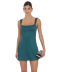 Satin Shift Dress in Teal