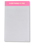 Everything is Fine - Lined Notepad - Perforated Sheets - Pink