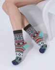 Retro Geometric Knit Crew Socks Winter Warm Ethnic Socks
