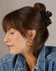 Recycled Plastic Rhinestone Medium Puffy Claw Clip 1pc-Black
