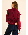 Mar Zip-Up Ruffled Sweatshirt