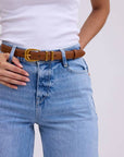 Leather Belt with Metal Strap Holders