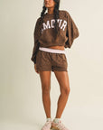 Amour Polka Dot Print Crewneck Crop Sweatshirt