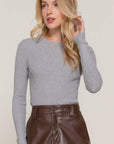 Long Sleeve Crew Neck Viscose Rib Sweater