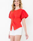 Polly Puff Sleeve Twist Front Top