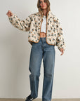 Titi Floral Print Fluffy Fleece Jacket