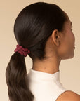 Ruched Lace Scrunchies 5pc Set - Cherry Lacquer & Dusty Pink