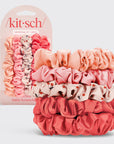 Ruched Satin Scrunchies 5pc Set - Assorted Cherry Blossom
