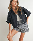 Button Front Cropped Shirt - BMJ7681