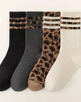 WOMAN ANIMAL LEOPARD HALF CREW THROWBACK SOCKS - sanitystyle