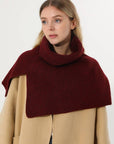 Ribbed Knit Turtleneck Shoulder Wrap Neck Warmer