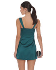 Satin Shift Dress in Teal