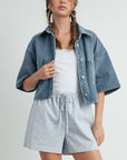 Button Front Cropped Shirt - BMJ7681