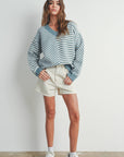 Frenchy Checker Pattern Drop Shoulder Sweater