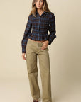 Nila Smocked Plaid Peplum Blouse