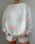 Shades Of Blue Quilted Pastel Sweatshirt