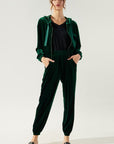 Everson Velvet Cropped Zip Up Hoodie