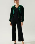 Everson Velvet Cropped Zip Up Hoodie