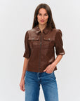 Jennifer Faux Leather Jacket Brown