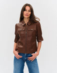 Jennifer Faux Leather Jacket Brown