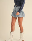 Chichi Denim Bubble Hem Skirt