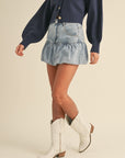 Chichi Denim Bubble Hem Skirt